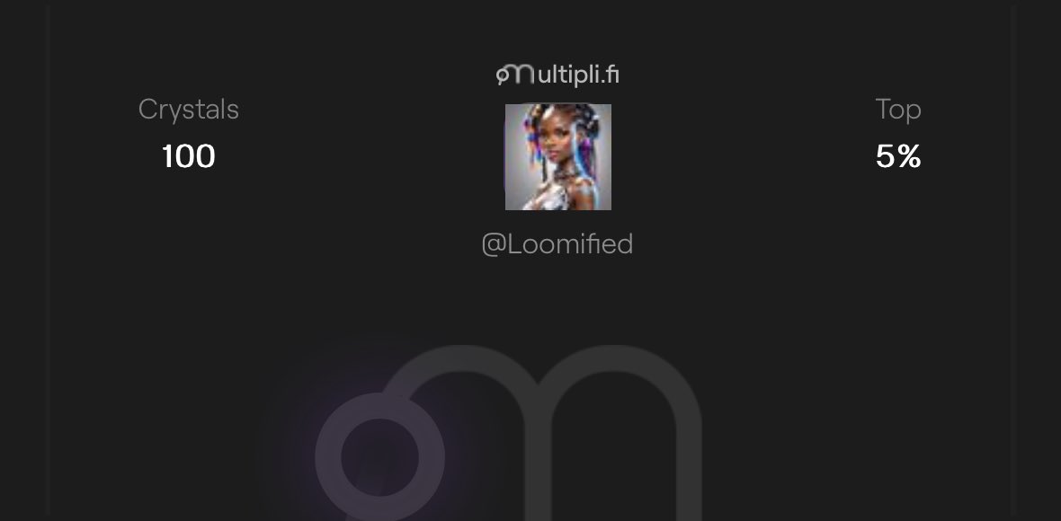 Loomified's tweet image. I'm in the top 5% with 100 crystals on Multipli!