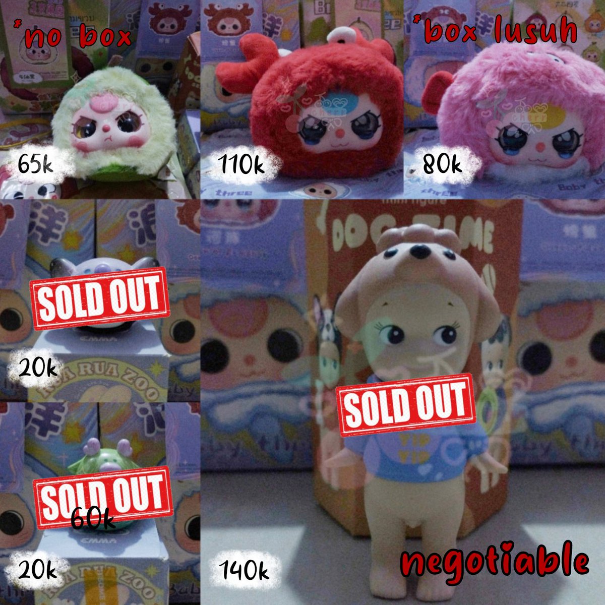 lizeukiim's tweet photo. – Help RT REPRICE –
wts / want to sell / lfb

☆ blindbox unsealed baby three oceans fruits ajioo plant spirit

💸 on pict 
✅ incl all
❓condi/detail by dm
📍Medan, INA https://t.co/yPjLWyVEKE