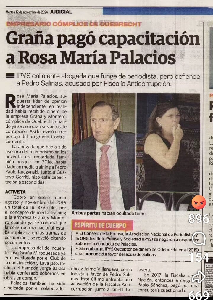 ginoequidad's tweet image. No sólo el esposo e hijos de Rosa María Palacios operan para Odebrecht y Graña y Montero. Ella también cobraba de Graña y Montero. Generación Z no crean en esa vendida.