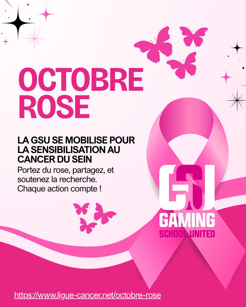 En ce mois d’#OctobreRose, la GSU se mobilise pour la sensibilisation au dépistage du cancer du sein.

Elle se pare de rose pour soutenir celles qui se battent, car nous pouvons tous être touchés — nous, nos proches…

Le vrai GG, c’est de gagner tous ensemble contre le cancer.