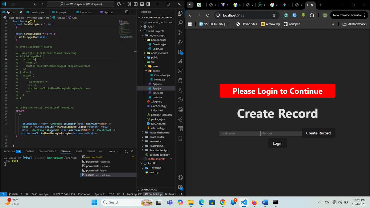IsaiahEmaikwu's tweet image. Day 4 of #AReactiveOctober: Mission accomplished on code optimization! Swapped bulky if/else for clean Ternary Operators for shorter conditional rendering. Integrated Props to make those components fully DYNAMIC! Shorter code, smarter components. 🚀#ReactJS #30DaysOfCodingReact