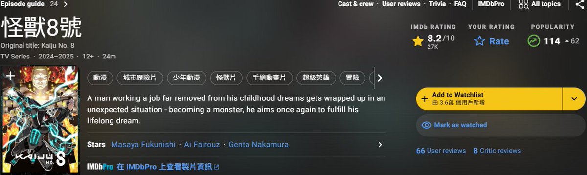 SuUnrealgo's tweet image. 怪獸8號第二季
真沒想到斷在這麼BG的地方 又要等第三季啦
原本還以為有一集可以交代一下的說 過度季度還是可以給個8分