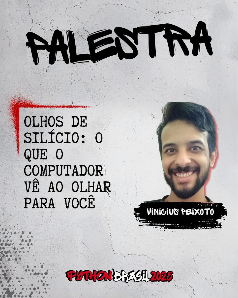 pythonbrasil's tweet image. Palestra
Olhos de Silício: O que o computador vê ao olhar para você - Vinicius Peixoto 

Usando Python você consegue fazer seu computador pensar, falar, e até enxergar. Venha aprender como o mundo é visto através dos olhos de um computador.

#python #pythonbrasil #pybr2025