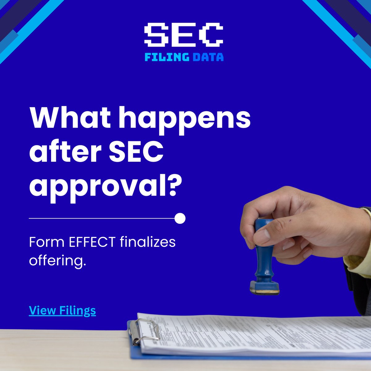 secfilingdata's tweet image. What happens after SEC approval? Form EFFECT is the filing set by the SEC to make the S-1 effective. Check Details: secfilingdata.com/how-does-a-com…

#SECapproval #FormEFFECT #IPOProcess #PublicOffering #InvestmentSteps #TradingReady #MarketLaunch