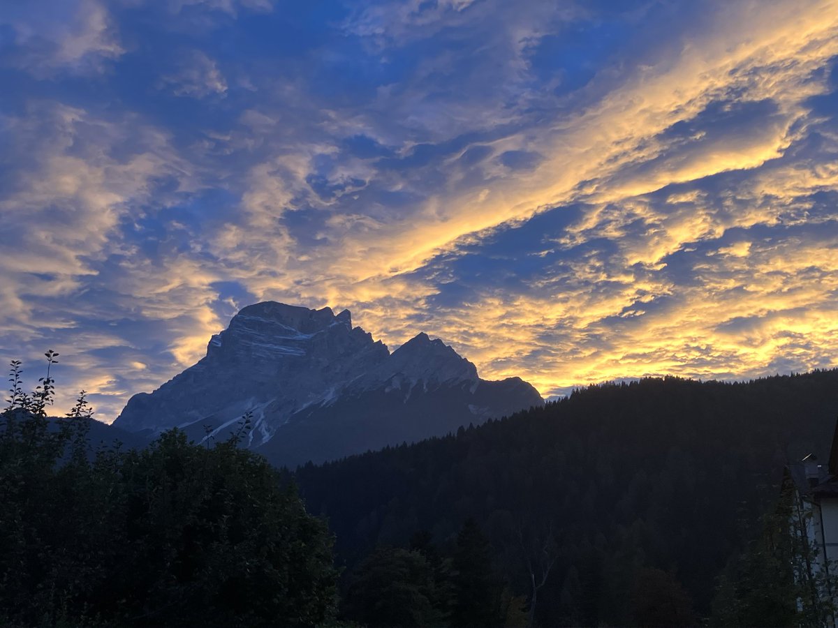 Sunset over Monte Pelmo in the Italian Dolomites..