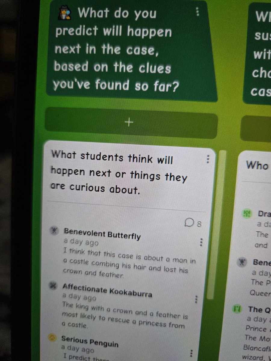 DrLittle___'s tweet photo. 🕵🏾✨️5th graders turned into text detectives yesterday! Using @padlet  and our #Wonders @McGrawHillK12 text, students started with 4 mystery clues to make predictions before diving into the story. Then they gathered evidence and solved how Prince Alfonso kept his promise. 🔍📚 https://t.co/DslEwIYtWJ
