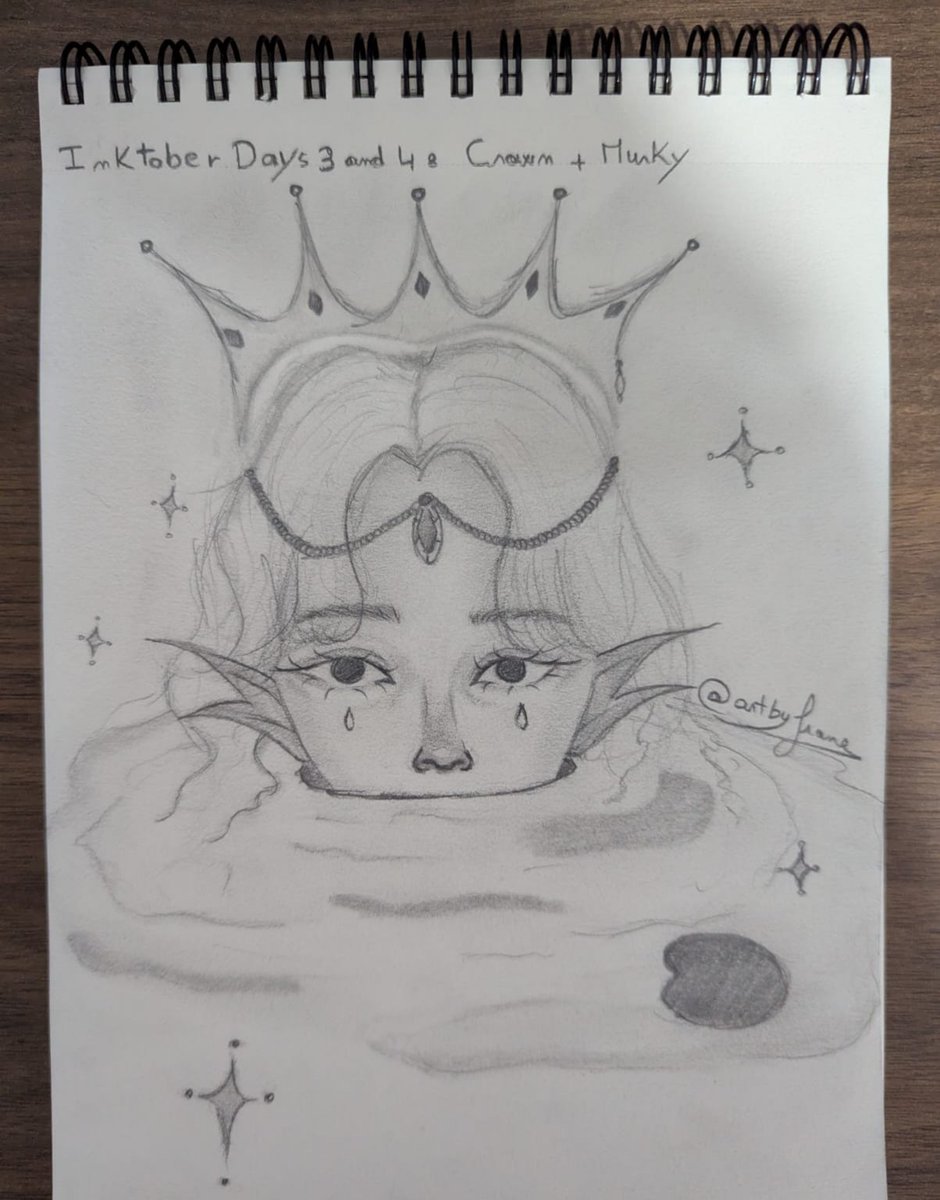 artb_yfran's tweet photo. Days 3&amp;4 of Inktober: Crown &amp; Murky 
I decided to mix the prompts for both days and created this sketch!

btw I'm still looking for some artmoots 🫣🥺
#Inktober #Inktober2025 #inktober2025day3 #inktober2025day4 #crown #murky #artmoots https://t.co/HFtNKrKtHB
