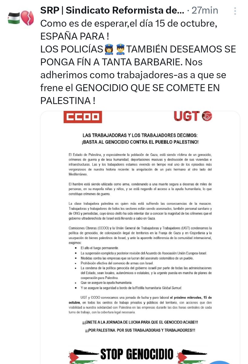 YO <a href="/j_manuelsoler/">Manuel soler</a>
 SÍÍÍÍ......... REGALO UN CLAVEL A SERVIDORES PÚBLICOS👮‍♀️👮‍♂️QUE PROTEJAN,CUIDEN Y DEFIENDAN A MANIFESTANTES EN ÉSTE PAÍS 🇪🇸 POR PALESTINA🇵🇸 Y ME ADHIERO A JORNADA 15 OCTUBRE <a href="/UGT_Comunica/">UGT</a> <a href="/CCOO/">COMISIONES OBRERAS</a>