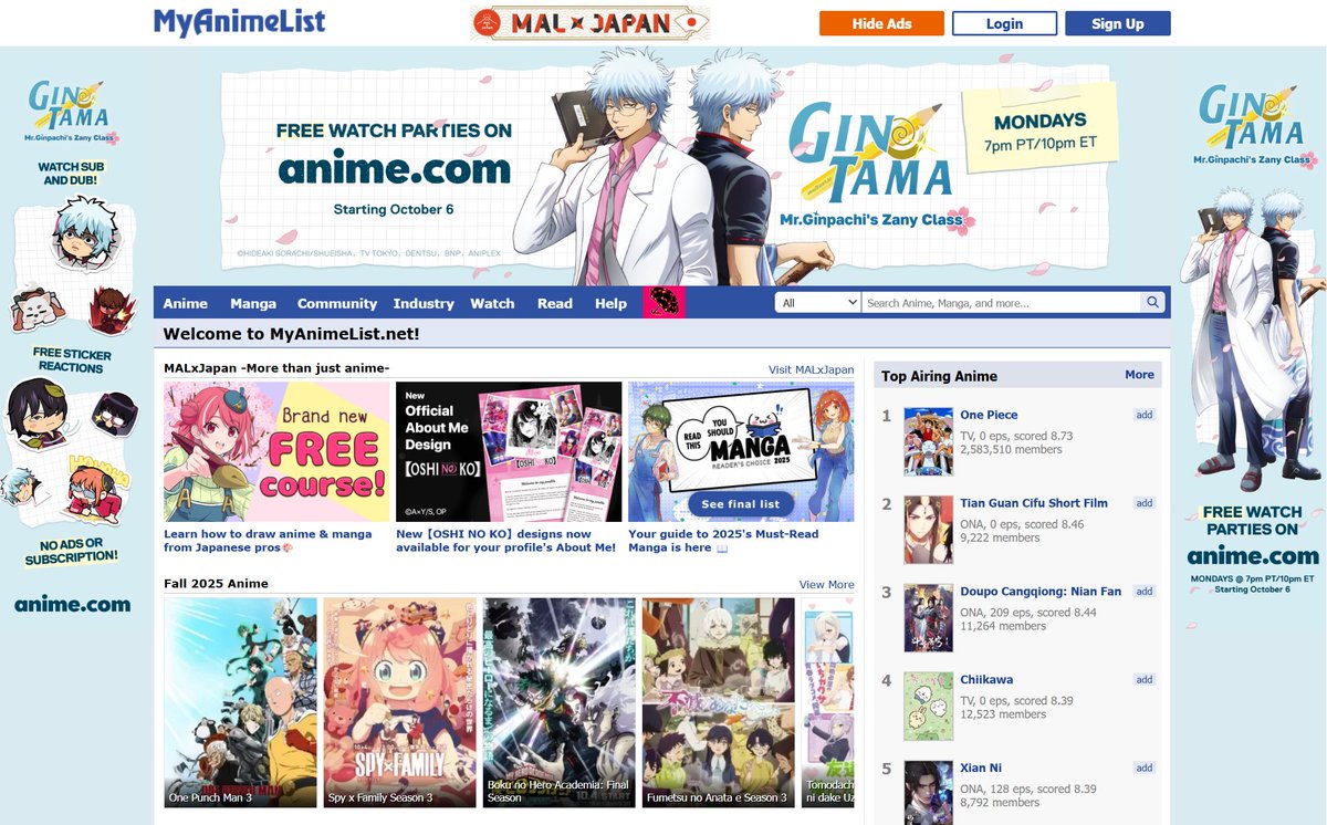 Anime.​com takeover on MyAnimeList (MAL)!