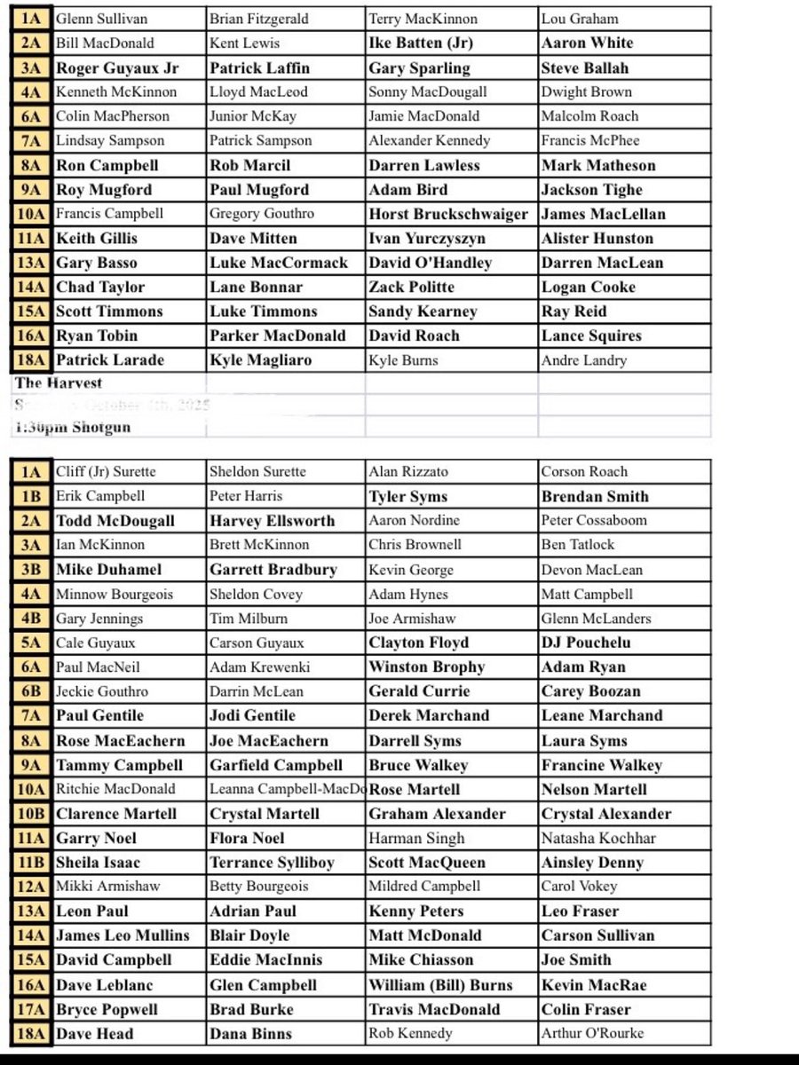The Harvest
Day 2 - Sunday, October 5th
8:00am &amp; 1:30pm Shotgun Starts