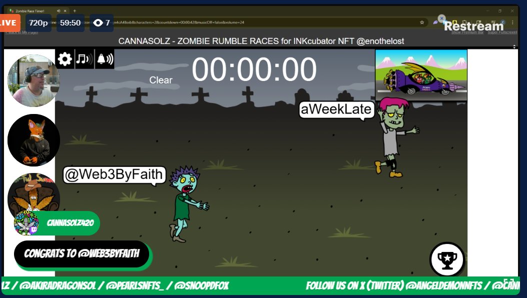 CannaSolz - MINT LIVE (@cannasolz) on Twitter photo Who wants to join the Zombie Rumble Race? π§
π Gen0 Demon NFT Giveaway! π
Open to all! To enter:
β
Comment "!Race"
β° Ends in 24 hours. Good luck! π
Zombie Rumble Race: Last one standing wins!
Gen0 Demon from <a href="/AngelDemonNFTs/">Angels and Demons</a>
Sunday, Oct 5, 4:20 PM EST (UTC -5:00)
Watch on Who wants to join the Zombie Rumble Race? π§
π Gen0 Demon NFT Giveaway! π
Open to all! To enter:
β
Comment "!Race"
β° Ends in 24 hours. Good luck! π
Zombie Rumble Race: Last one standing wins!
Gen0 Demon from <a href="/AngelDemonNFTs/">Angels and Demons</a>
Sunday, Oct 5, 4:20 PM EST (UTC -5:00)
Watch on