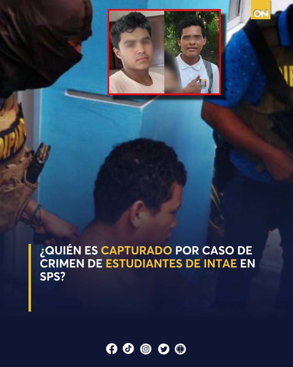 11_Noticias's tweet photo. ¿Autor intelectual? 🚨Un nuevo capturado por el caso de doble crimen de estudiantes del INTAE en San Pedro Sula.
¿De quién se trata?👉 https://t.co/P8687hvrAM
#Estudiantes #INTAE #SPS https://t.co/uegwB86E9V