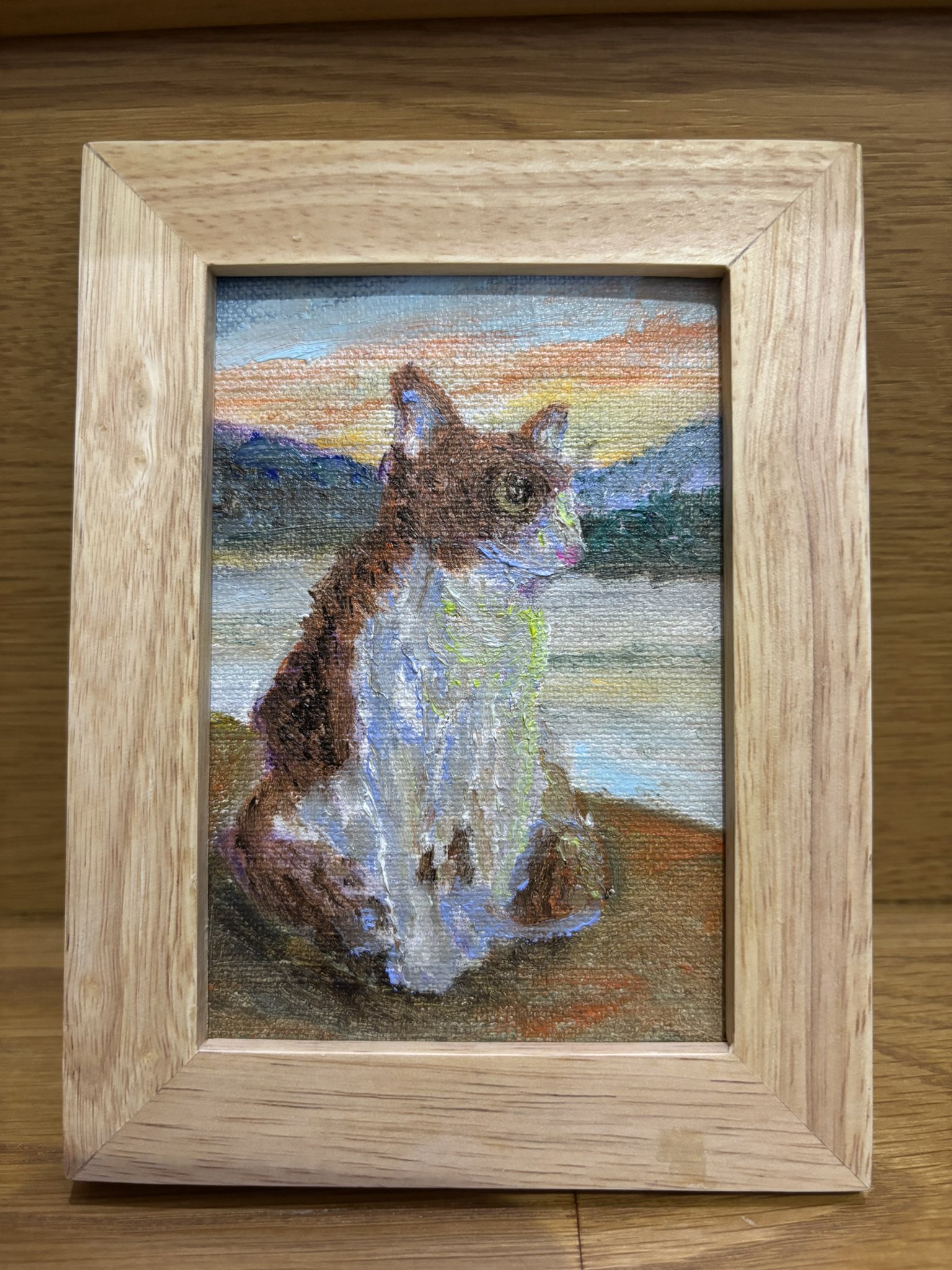 油彩画　猫 油彩画 SM号 絵画 仔猫・1 星野歩 手描き 額付き 油絵 肉筆 真筆