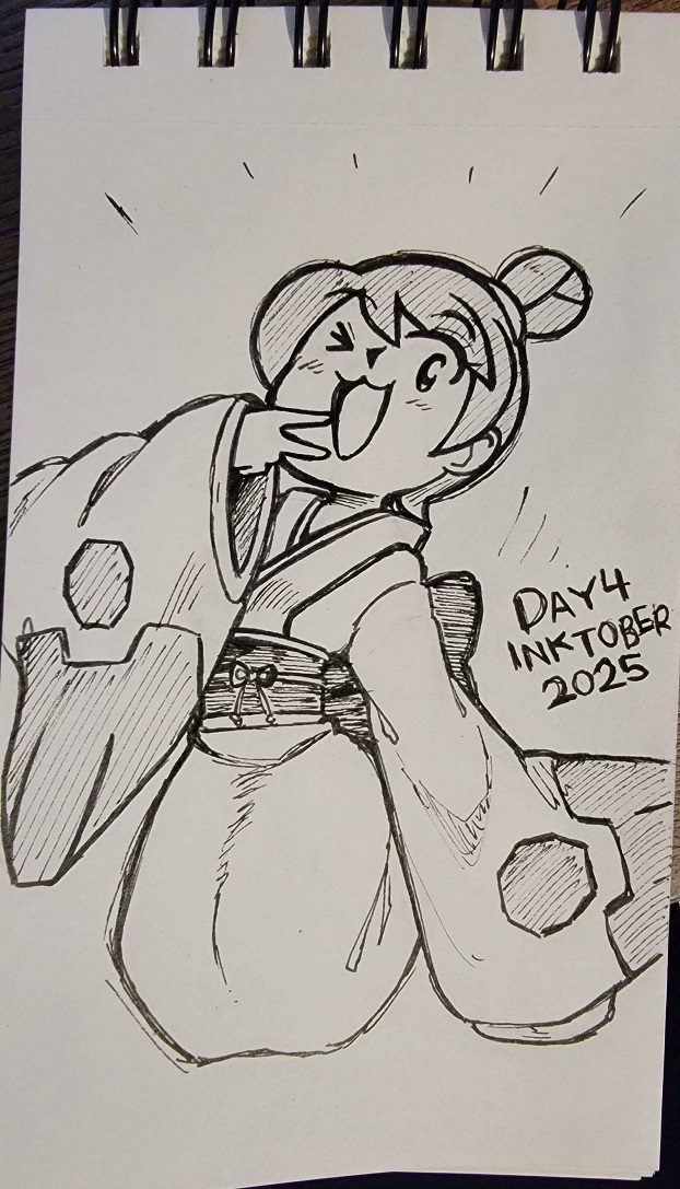 Here's today's inktober, another pokemon brown one with Lily this time, dressed as a froslass. Lily's become one of my fav characters from the game, so I'll take any reason to draw her again. #Inktober #inktobertale2025 #inktober2025day4