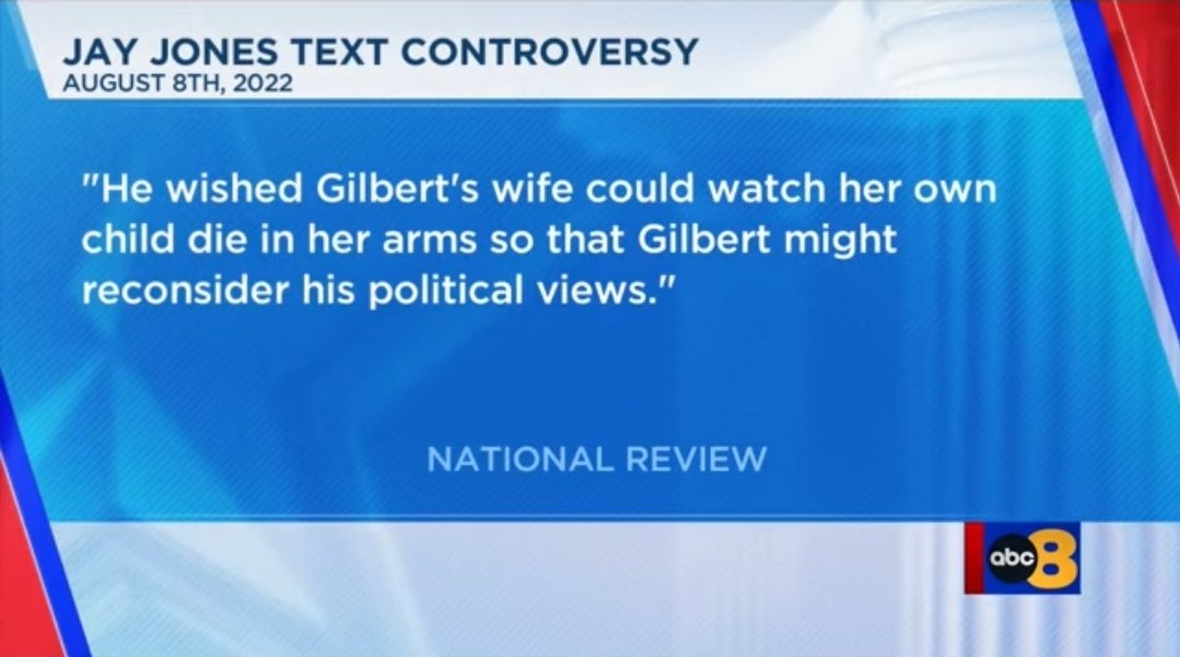 DeAngelisCorey's tweet image. Jay Jones &quot;wished Gilbert&apos;s wife could watch her own child die in her arms so that Gilbert might reconsider his political views.&quot;