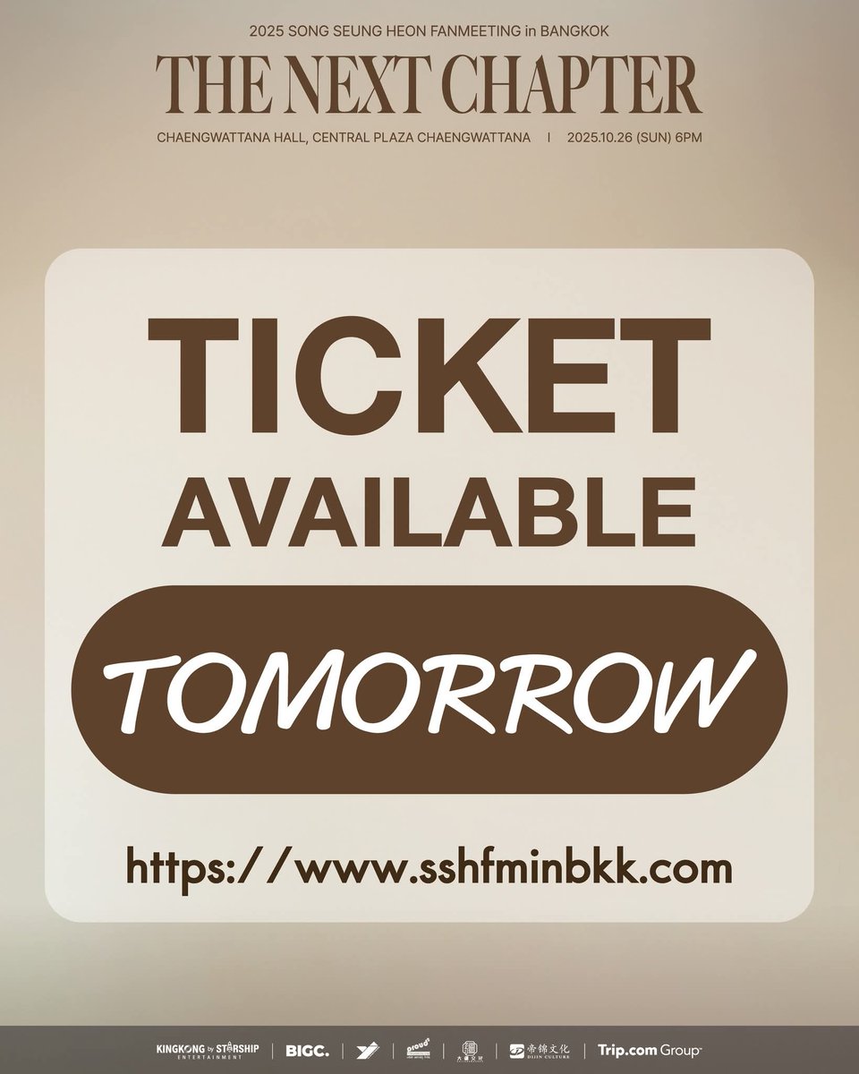 TreeSarangheyo's tweet photo. @SongSH 2nd Thailand Fanmeeeting 
กดบัตร / By ticket at link
https://t.co/8XkXnigfvs 

📆 26 ตุลาคม 2568 เวลา 18.00 น.
📍 แจ้งวัฒนะฮอลล์ เซ็นทรัลพลาซ่า
💰 บัตรราคา 6,500 (VVIP) / 5,900 (VIP) / 4,900 / 3,900 / 2,900 บาท

📍 Chaengwattana Hall, Central
#SongSeungHeon
#ซงซึงฮอน https://t.co/Cnecsr2LMk