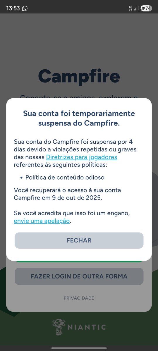 heltonccar's tweet photo. @NianticHelp, exijo a prova de que minha conta foi suspensa por "conteúdo de ódio". Apenas agradeci um convite e o Pokémon que capturei. Quero o restabelecimento imediato ou nos veremos justiça brasileira.

#Niantic
#PokemonGO https://t.co/dDAHVsxWeG