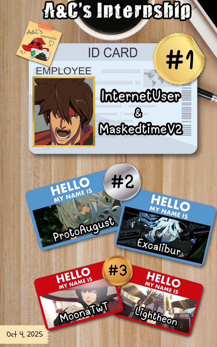 Another Internship down! Congrats to InternetUser and <a href="/MaskedTimeFGC/">MaskedtimeV2</a>  for their win!

2nd: ProtoAugust &amp; Excal
3rd: MoonaTwT &amp; <a href="/Lightheon_real/">MOTH | Lightheon</a> 
Freakyle &amp; Green
<a href="/TrashmanGear/">Gear the Trashman</a> &amp; JortsFan
Potatohead &amp; Axten

Signups for the next one will be out tomorrow!