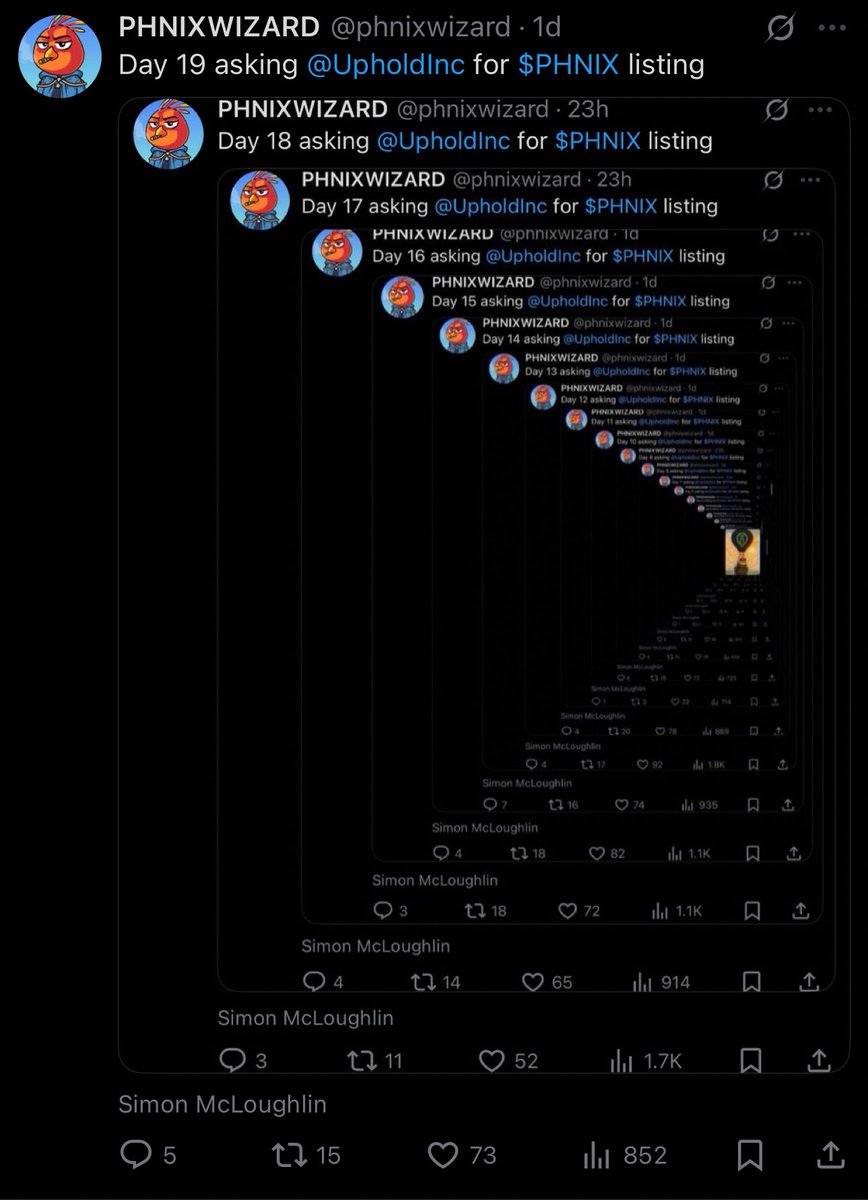 Day 20 asking <a href="/UpholdInc/">Uphold</a> for $PHNIX listing
