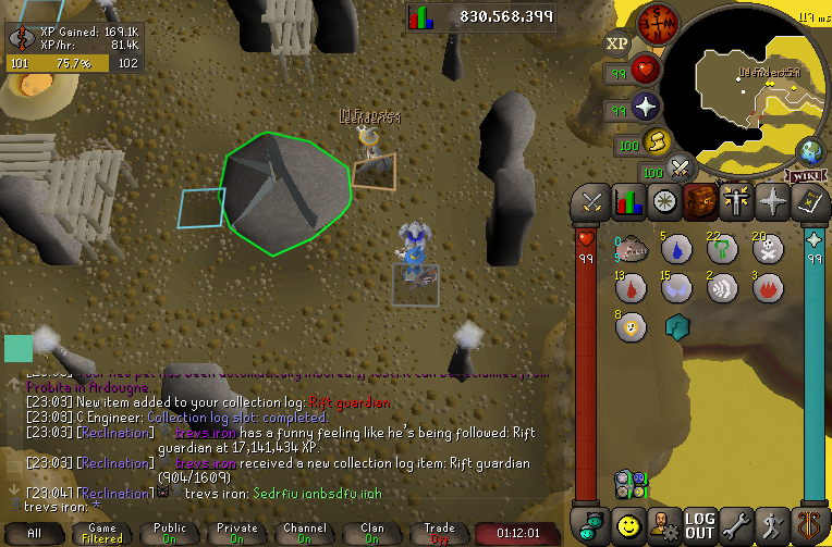 trevs_iron's tweet photo. Rift Guardian @ 17m Xp
Pet #17 and 6/8 skilling pets
Both RC pets done! https://t.co/7ANJBDVJE6