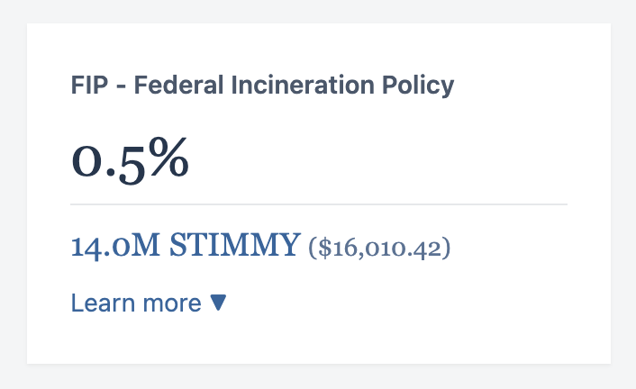 StimFiReserve's tweet photo. Economy at a Glance

- 1.4% burned
- 31.46 SOL distributed to holders
- 62.92 / 100 SOL jackpot

To date, the Treasury has now acquired an additional 8,787,707 $STIMMY ($10,268 value at time of print) through The House Always Buys Flywheel™ https://t.co/xTlwBLhoCh