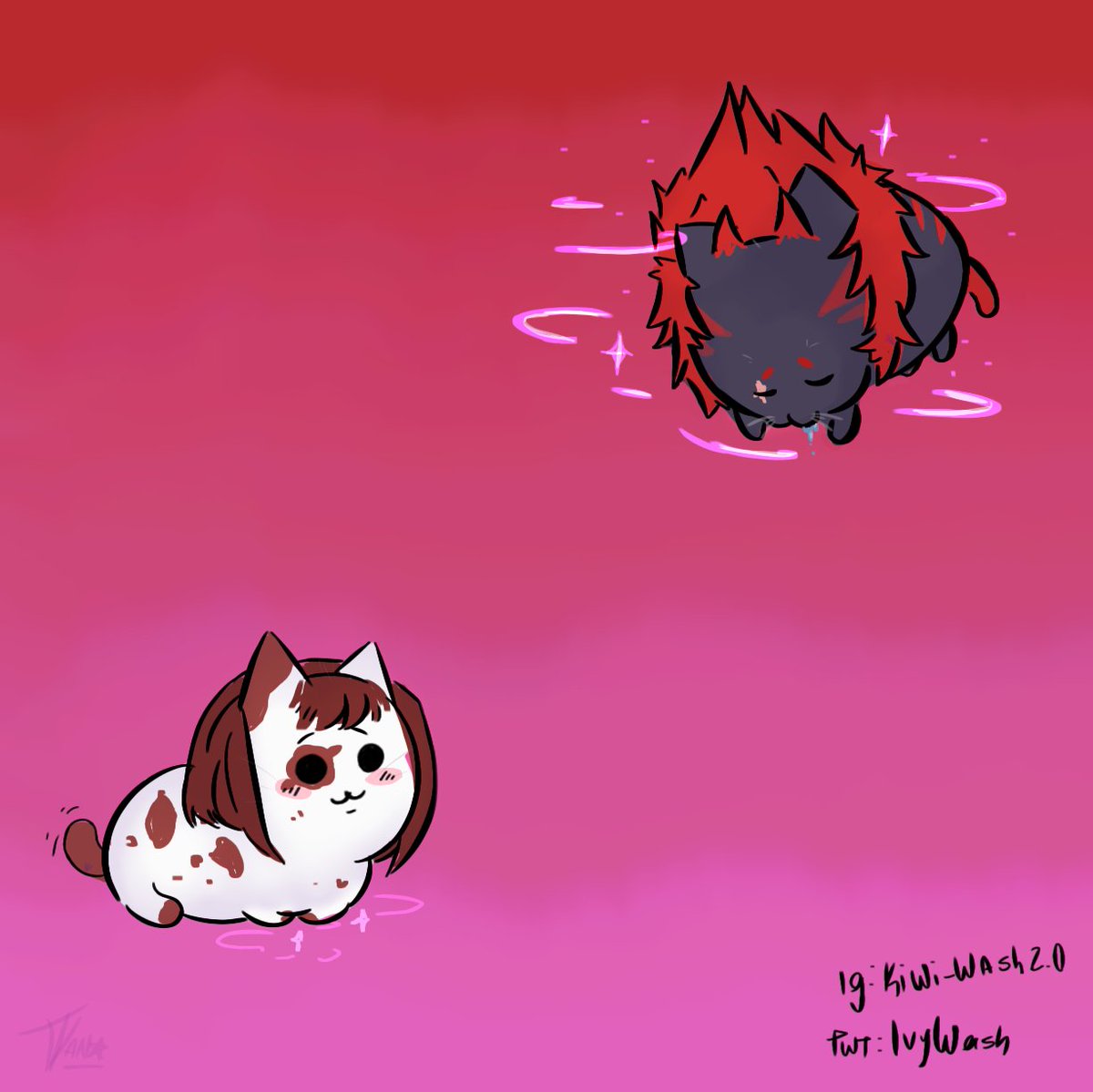 IvyWash's tweet photo. Me when I need to draw but I actually do it months later (I'm really sorry anon)
Kittyshima and Catchako for the ppl. 
#KirishimaEijirou #OchakoUraraka https://t.co/54fv11EkHz