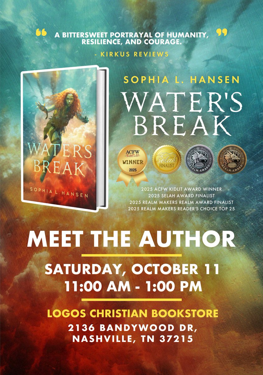 NASHVILLE! I’m heading your way!
I'm excited to revisit my old stomping grounds, especially LOGOS in Green Hills. I'll be selling &amp; signing books, and sharing fantastic character art.
Stop by and see me!
#authorlife #booksigning #scifibooks #yabooks #inpersonevent #nashville