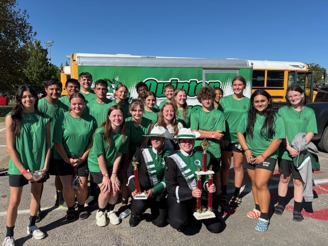 PublicQuinton's tweet photo. The Quinton High School Band competed today at the Sounds of the Southeast Marching Contest in Stigler.  The band won Best in Class 2A and won Outstanding Percussion 2A.
Go Savages! https://t.co/9zj3Dk8q0j
