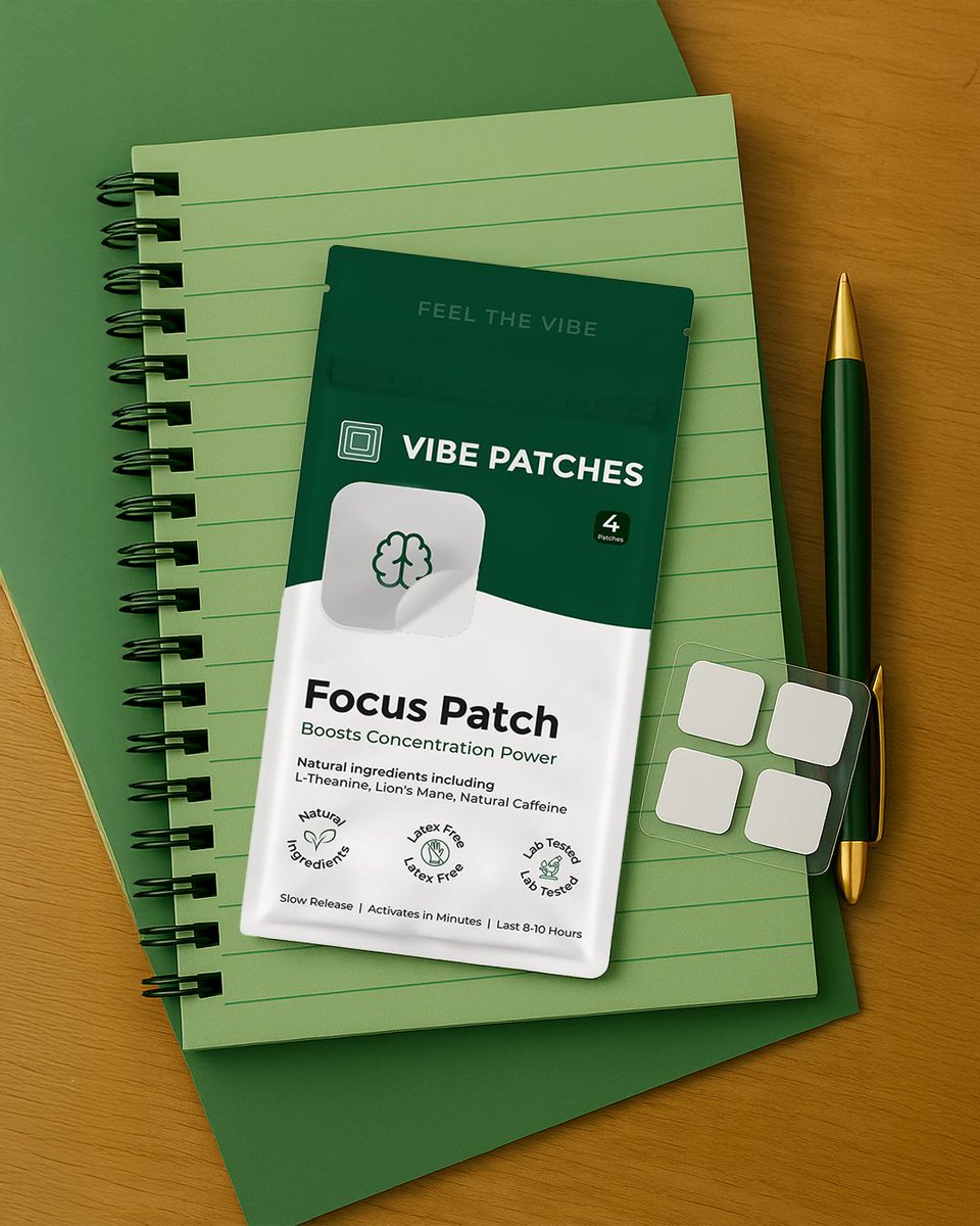 VibePatches's tweet image. 🎯 Dial in your focus, silence the noise. 🎯

The Focus Patch helps you lock into clarity, no crash, no burnout.
With Alpha GPC, natural caffeine &amp;amp; CoQ10.
Peel. Stick. Focus.
8–10 hrs • Plant-based • Vegan • Made in USA

#FocusPatch #VibePatches #WellnessPatch #TopicalPatch