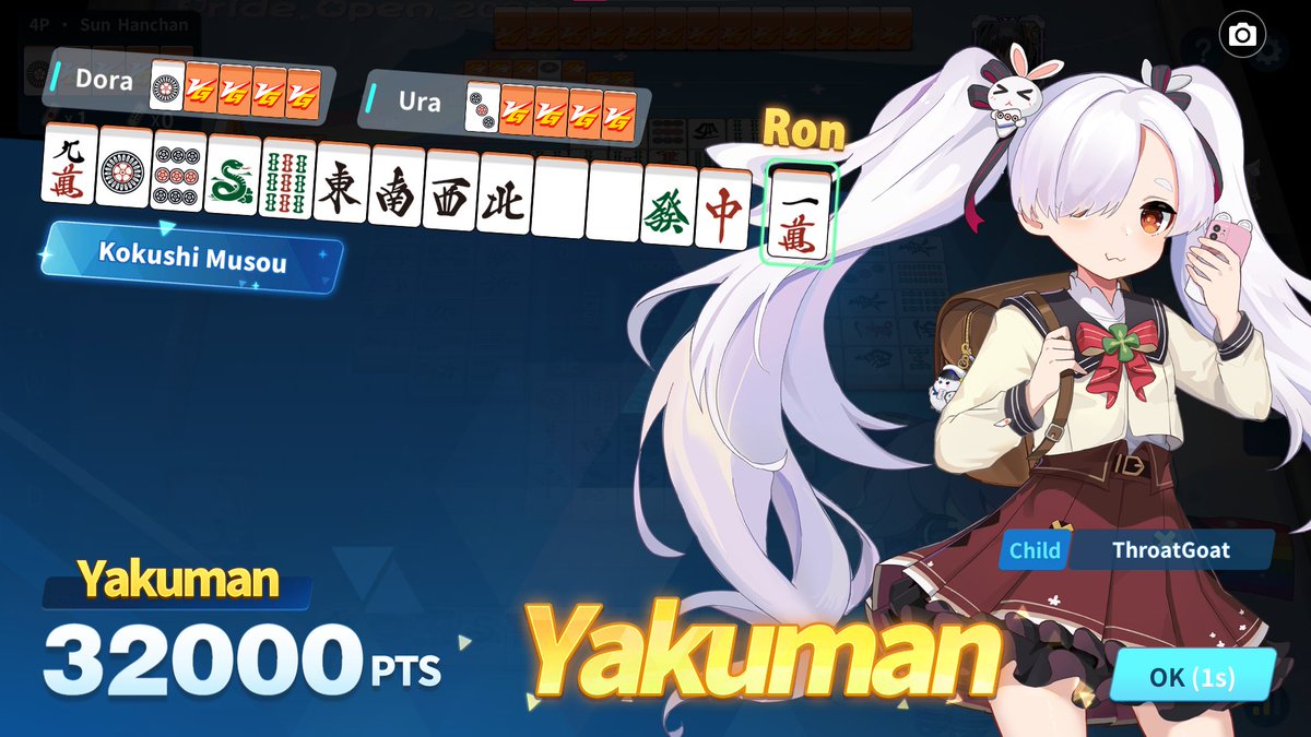 DPlicket's tweet photo. totally deserved yakuman https://t.co/v9eoSu62Yk