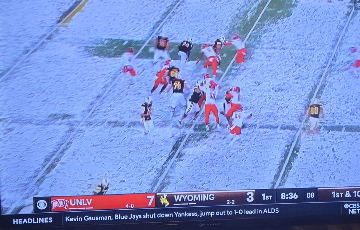 Uh oh ..ummm...I didn't know that Wyoming's football field had a dandruff problem! Anyway, after what I saw, for some reason, I am going to drink some hot chocolate! 👀😁🤪🤔