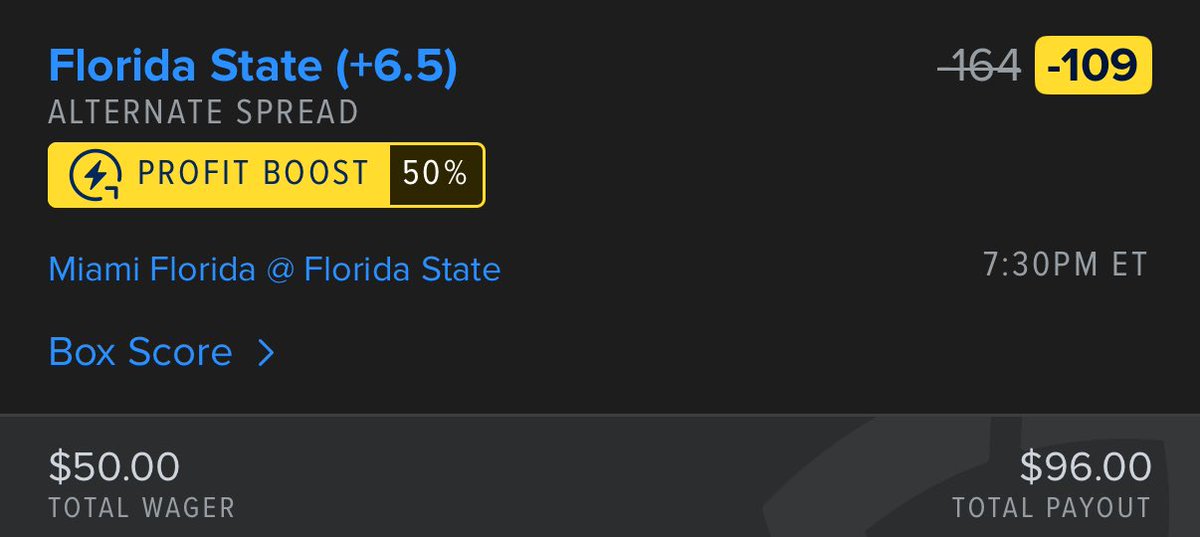 ChalkSnortin's tweet photo. Locked in for MiamiβFSU π
Florida State +3.5 (-114) β $45.35 to win $85.13π°
Florida State +6.5 (-109) β $50 to win $96π°
The Seminoles get it done at home tonight. π’
#CFB #Noles #MiamiVsFSU #NCAAF #gamblingπ #GamblingCommunity https://t.co/BMYq5eWipO