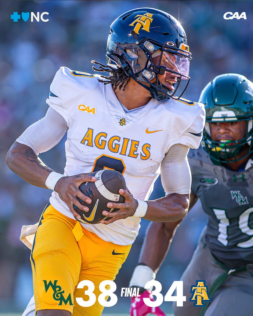NCATAGGIES's tweet photo. Final from Williamsburg. 

@ncatfootball x #AggiePride https://t.co/nfYfkdmm20