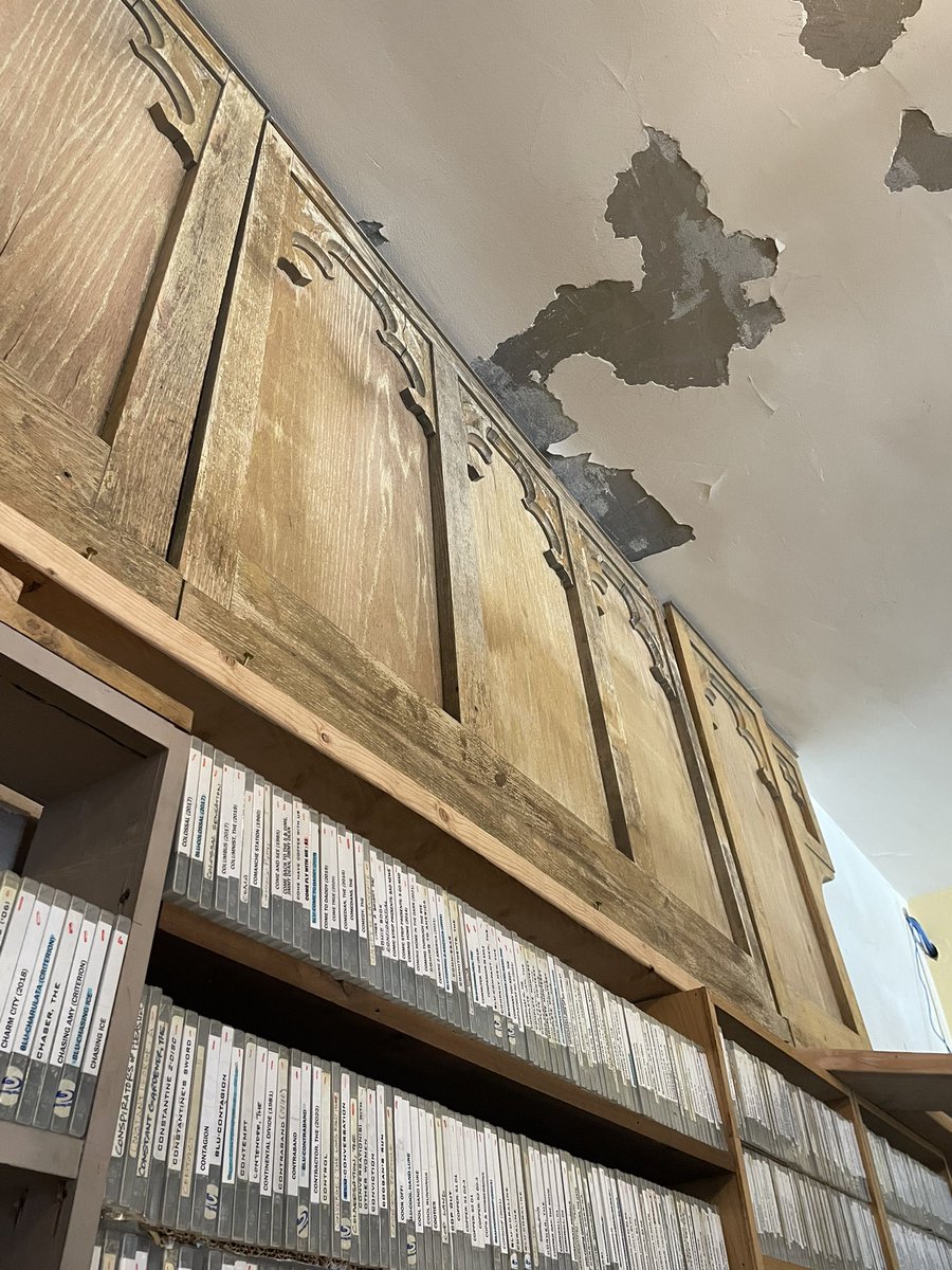 Kaliebud's tweet image. Back where she belongs, the former organ from Carnival of Souls is once again guarding the video rentals.