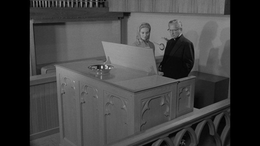 Kaliebud's tweet image. Back where she belongs, the former organ from Carnival of Souls is once again guarding the video rentals.