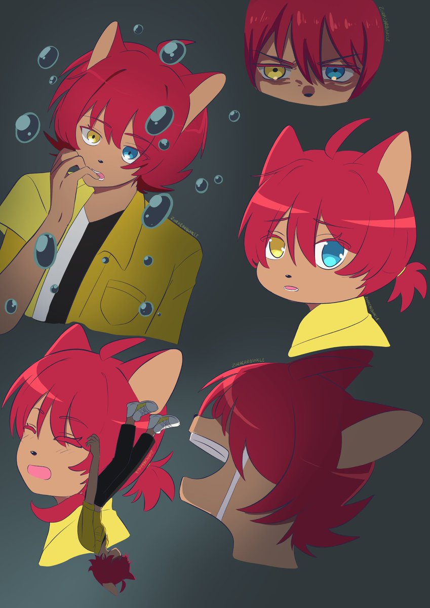 CarbuncleCafe's tweet image. I accidentally posted on main without the hair shading layer turned on…