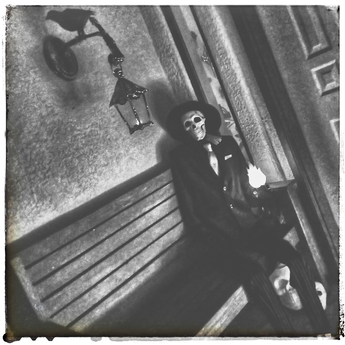 lisathegeekmom's tweet image. #SkulduggeryPleasant is looking very #filmnoir on our porch this fine #October