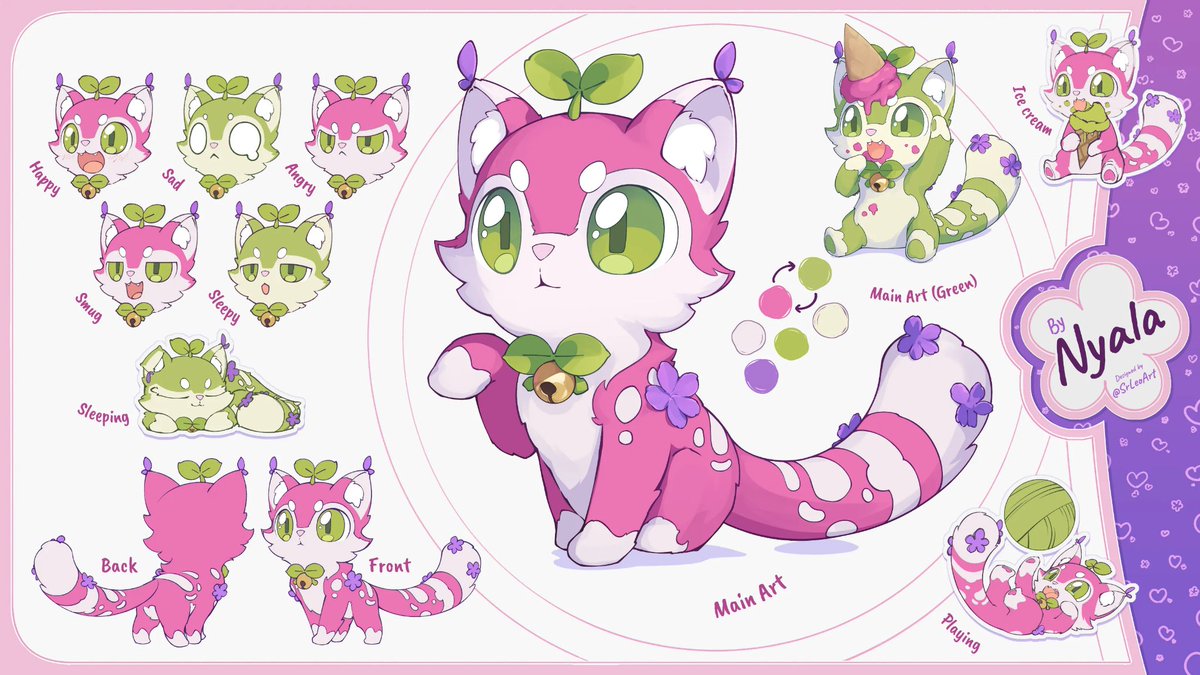 Creature Design &amp; Reference Sheet 🐱🌱✨
Commission for <a href="/NyalaOstara/">Nyala 🍰</a> on Vgen ~~ !!
Thank you so much!!!! ✨  
#VGenComm #Vgen