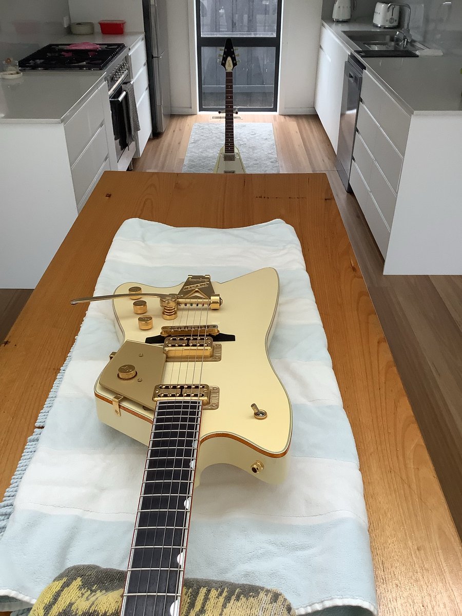 First patient is on the table now, with the next patient in the waiting room, new strings, fretboard conditioning and general look over…… these were in the cupboard all winter.