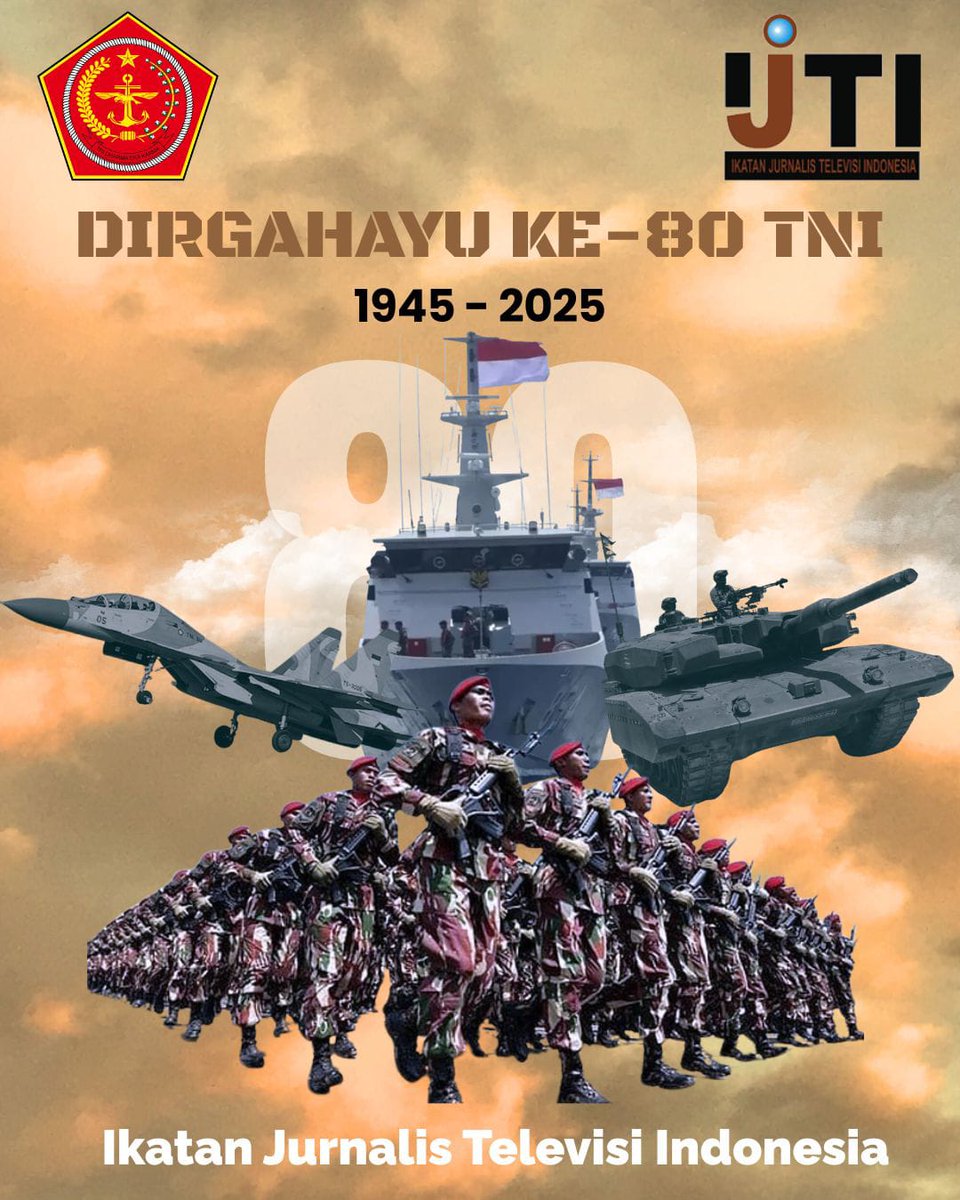 Terima kasih untuk pengabdian dan dedikasi mu selama 80 tahun ini, Dirgahayu TNI, aman dan jaya selalu. Merdeka!

Ikatan Jurnalis Televisi Indonesia