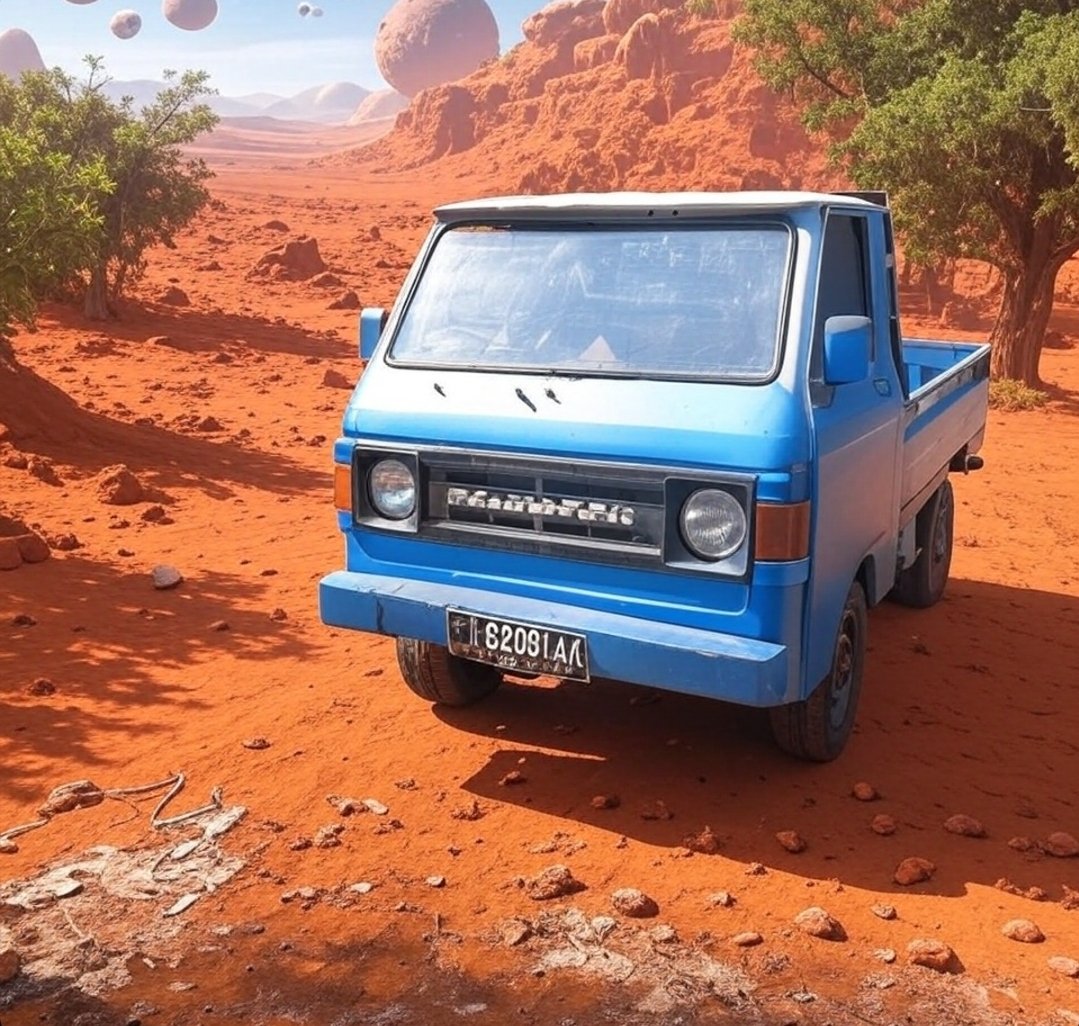 YosefBarok's tweet photo. @gailalfaratx Cybertruck: "Pays $50 to park in NYC for 2 hours." 🚗💳😭
My Hijet:"Pays in red dust and dreams to park on Mars." 🛸🔥💪😎
#cybertruk @YosefBarok https://t.co/5SoNCbwS6v