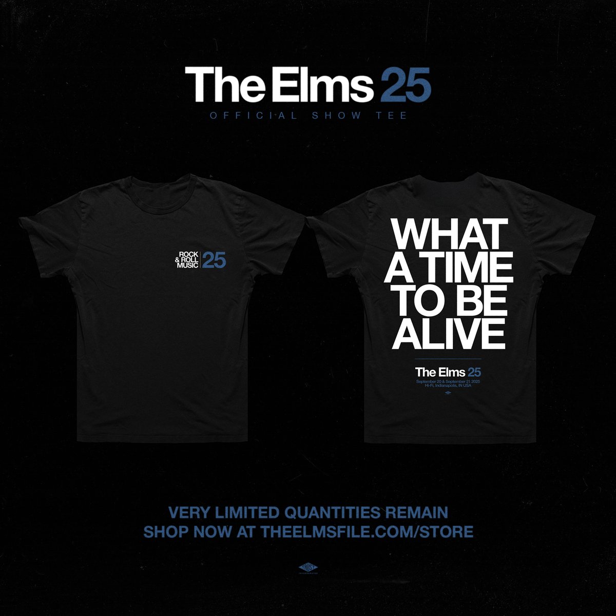 Weren't at the #THEELMS25 shows, but want a chance to grab the merch? Extremely limited quantities remain of the commemorative tee shirt, and no more will be made! Get yours now: theelmsfile.com/store