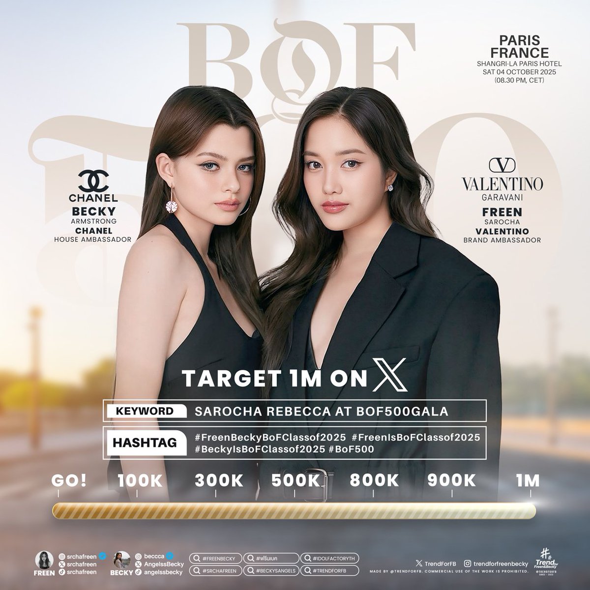 TrendForFB's tweet image. แท็กคู่ 1M ละค่า 🎉🎉🎉
ทุกคนเก่งมาก 👏👏👏

@BoF @CHANEL
@ValentinoTH @MaisonValentino
@AngelssBecky @srchafreen

SAROCHA REBECCA AT BOF500GALA
#FreenBeckyBoFClassof2025
#FreenIsBoFClassof2025
#BeckyIsBoFClassof2025
#BoF500