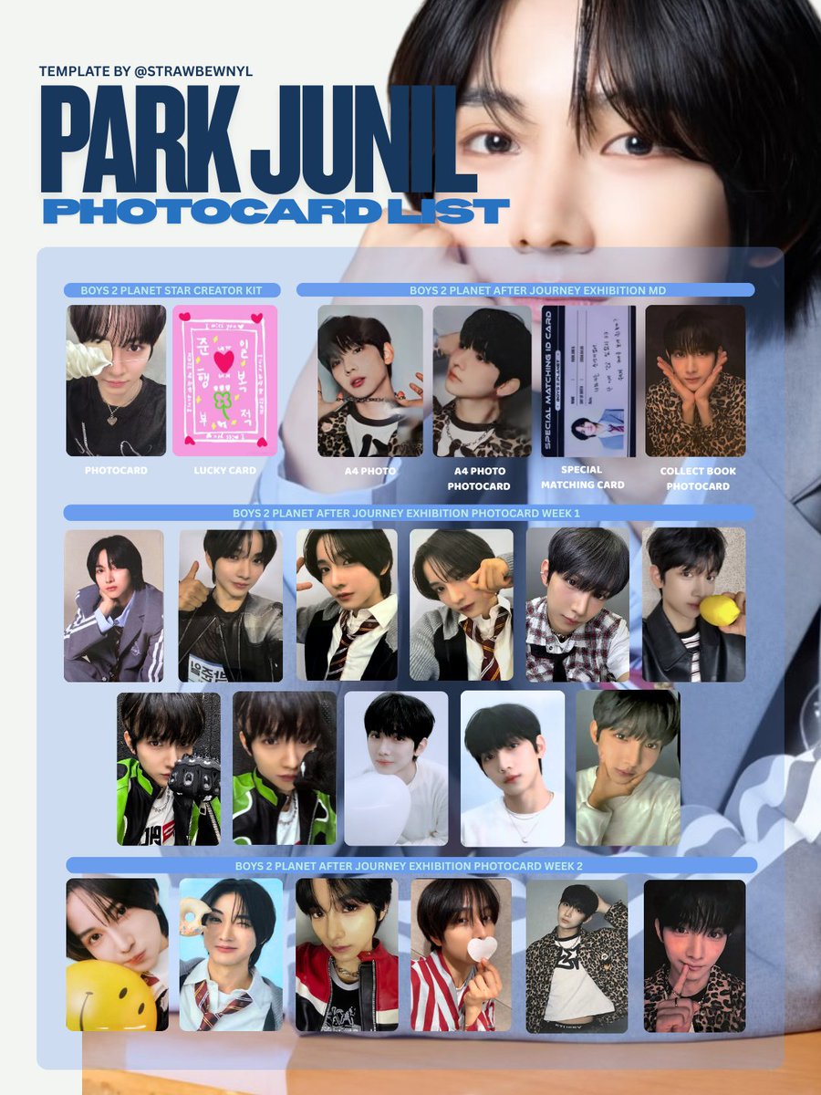 Park Junil photocard template pc scan lists 보이즈2플래닛 보플