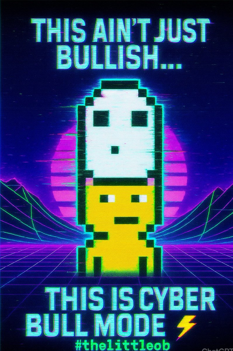 <a href="/OnchainBrett/">Onchain Brett</a> <a href="/saibereth/">saiber.eth</a>
OB online, data in drive,  
Neon horns flash the bull’s alive.  
From the chain to the sky, we never lag,  uploading gains, no time to drag.  Bits turn bullish, code goes hard,  crypto pulse hittin’ like a charged-up card.  
#thelittleob