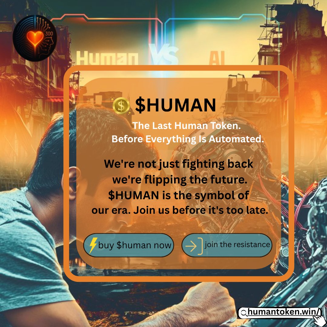 Udah247's tweet image. AI can mimic words.
It can copy style.
But it can never copy soul. 🧬✨
That’s where $HUMAN300 comes in
A token built to remind the world what technology can’t replace Us.
@humantoken300
#humantoken300
#human300army
$HUMAN300
#HumanToken300ThreadContest
