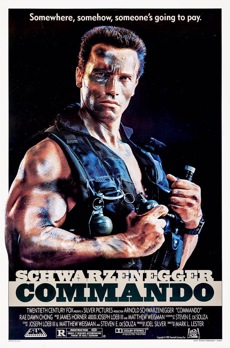 FilmNewsNos's tweet photo. 🎬MOVIE HISTORY: 40 years ago today, October 4, 1985, the movie ‘Commando’ opened in theaters!
#ArnoldSchwarzenegger #RaeDawnChong #AlyssaMilano #VernonWells #JamesOlson #DavidPatrickKelly #BillDuke #DanHedaya #MarkLLester https://t.co/Co4pXJBLhP