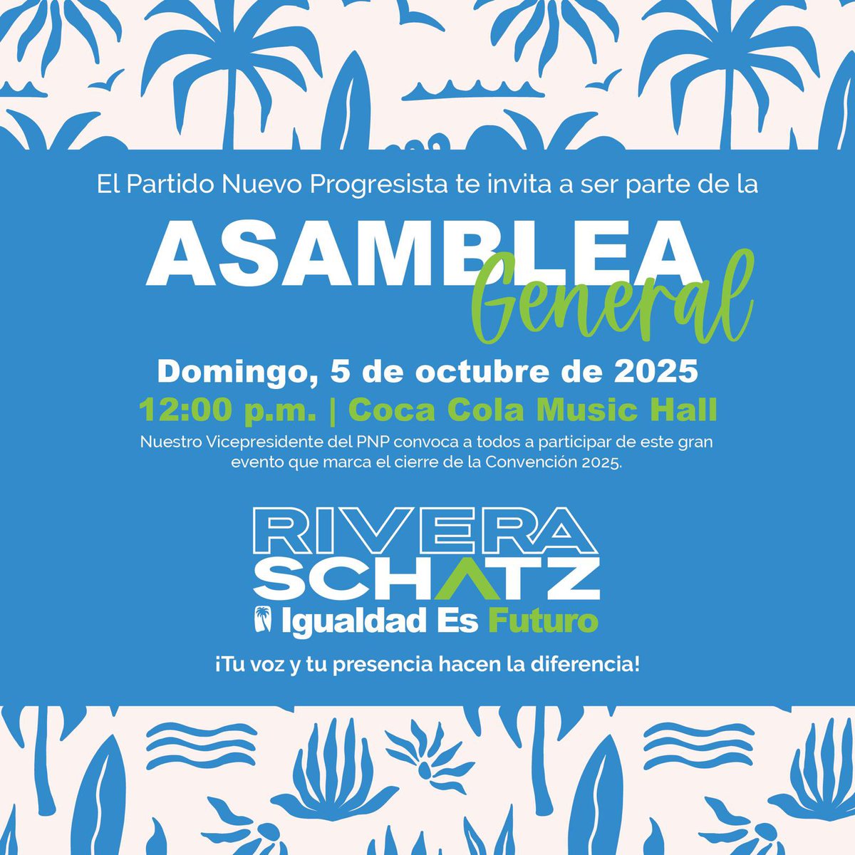 Mañana domingo, 5 de octubre:  

Asamblea General del PNP, más detalles⏬️⬇️🔽
