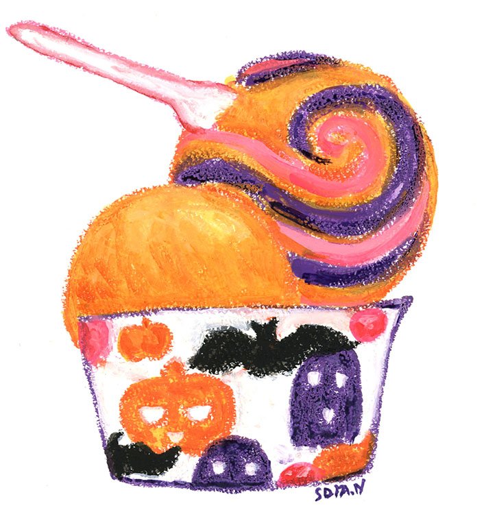 「イラストレーターめし」
アイスクリームを食べました。
娘はオレンジシャーベットが好きで、
今日はマーブルも一緒に乗せました。
だんだん冷たさで寒くなってきたと言っていましたが、
ひと口もくれず、最後まで食べきってしまいました。

#イラストレーターめし