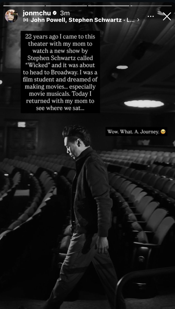 wicked_updates's tweet photo. Jon M. Chu visited the Curran Theater in San Francisco, where ‘WICKED’ first premiered &amp; he was first exposed to this story 

“I was a film student and dreamed of making movies... especially movie musicals. Today I returned with my mom to see where we sat...”

(Via IG) https://t.co/oCg4Ge3X7k